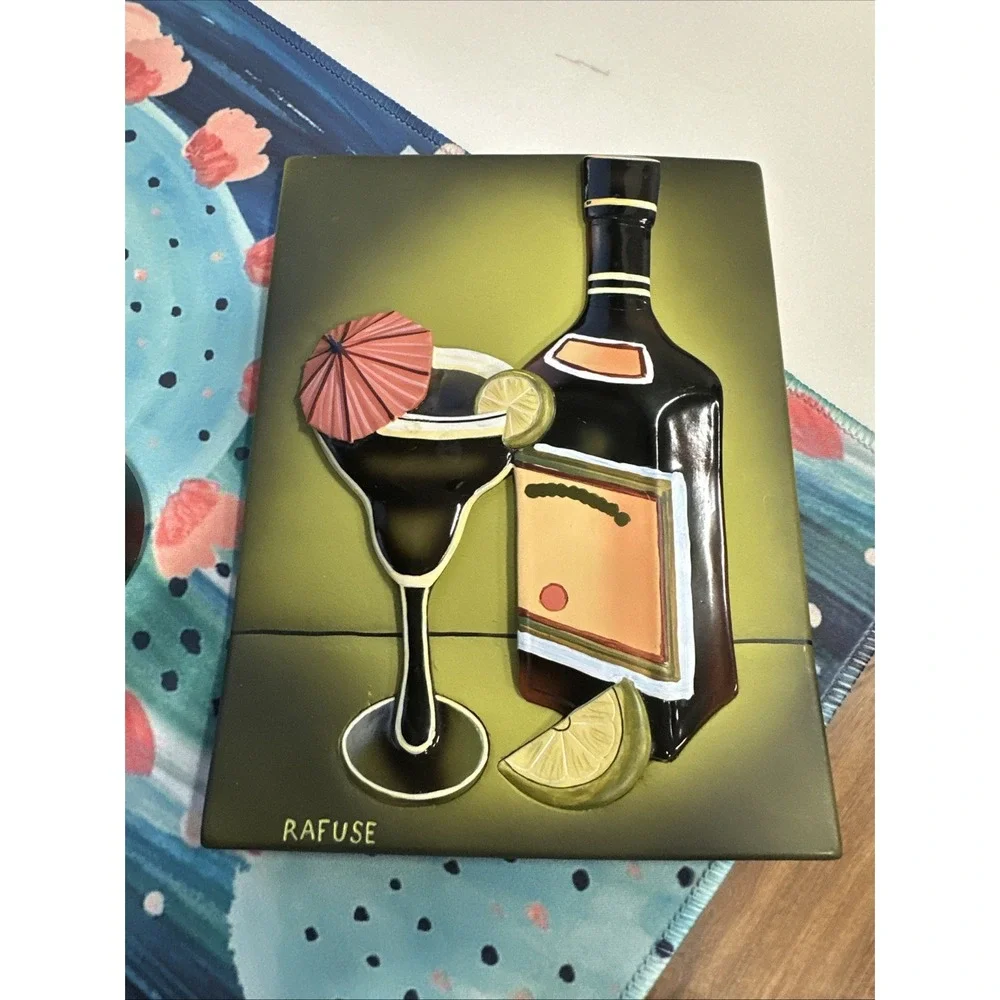 Will Rafuse 3D Cocktail Wall Art Vibrant Tiles 8 x 6‎ Inches in VGC.